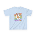 Kids Tee — "Cup Is Good" Smiling Daisy Retro Rainbow Graphic