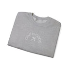 Crewneck Sweatshirt - "God Is Good" Minimal Arch Graphic | Cozy Faith-Based Pullover