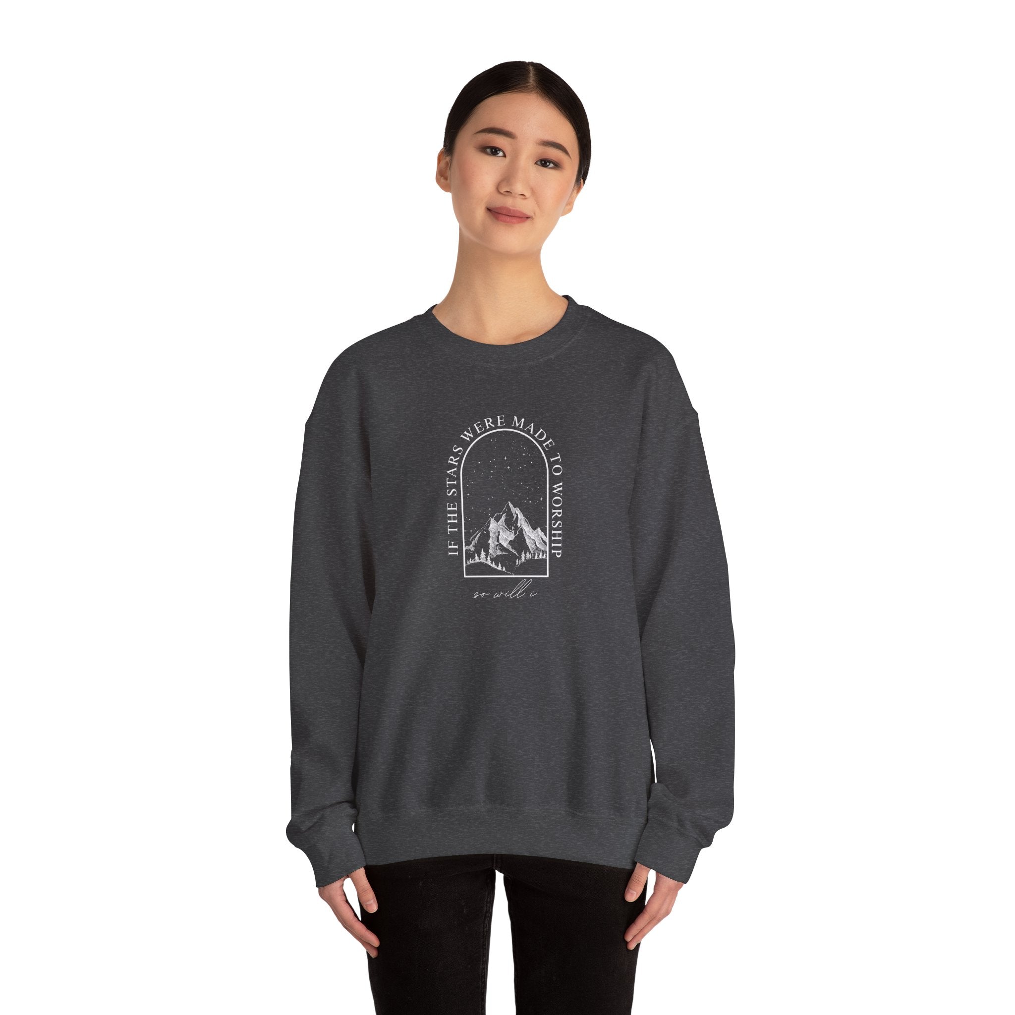 Mountain Arch Crewneck Sweatshirt — 'Take Only Memories' Minimal Outdoor Pullover