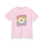 Kids Tee — "Cup Is Good" Smiling Daisy Retro Rainbow Graphic