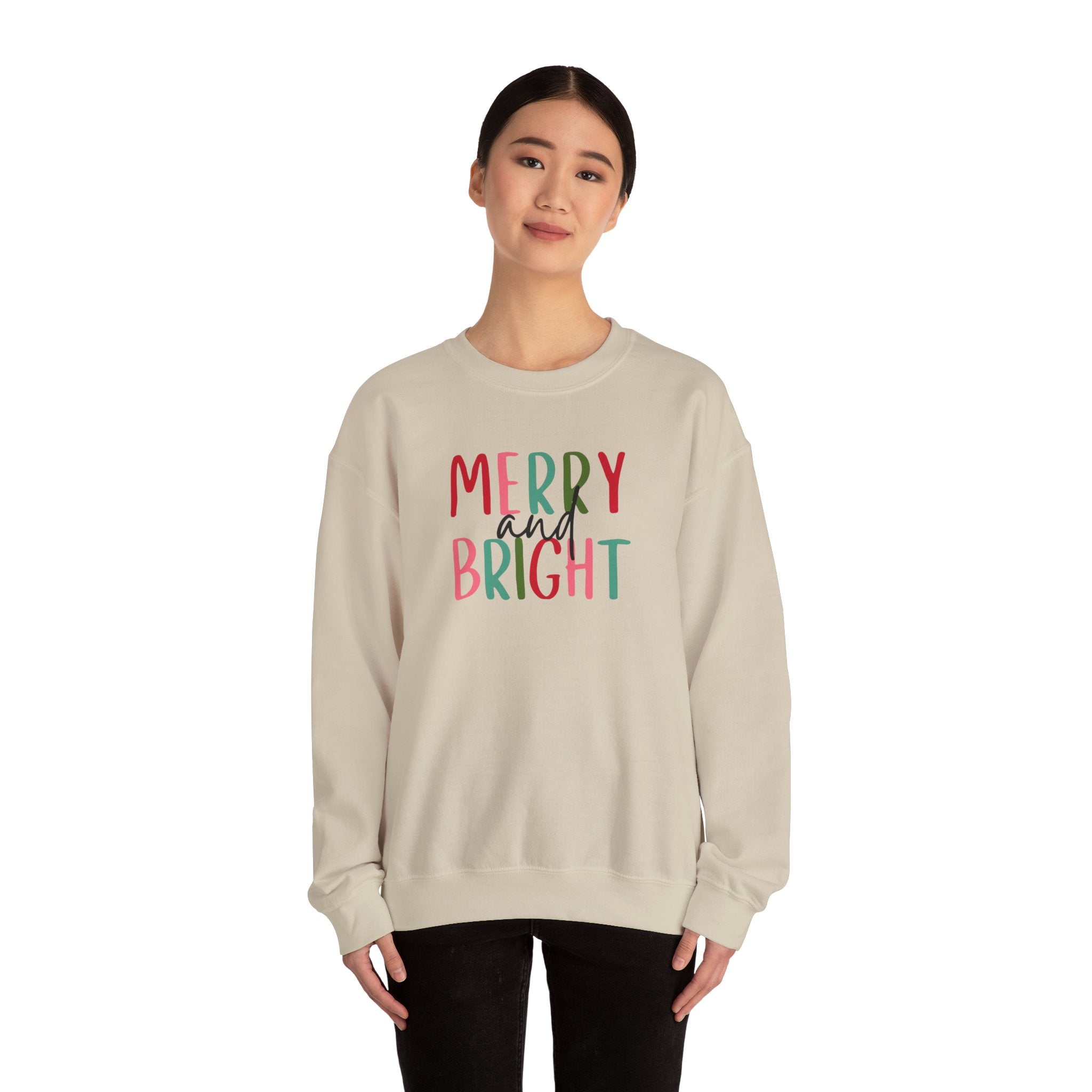 Merry and Bright Crewneck Sweatshirt - Holiday Christmas Sweater