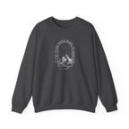 Mountain Arch Crewneck Sweatshirt — 'Take Only Memories' Minimal Outdoor Pullover