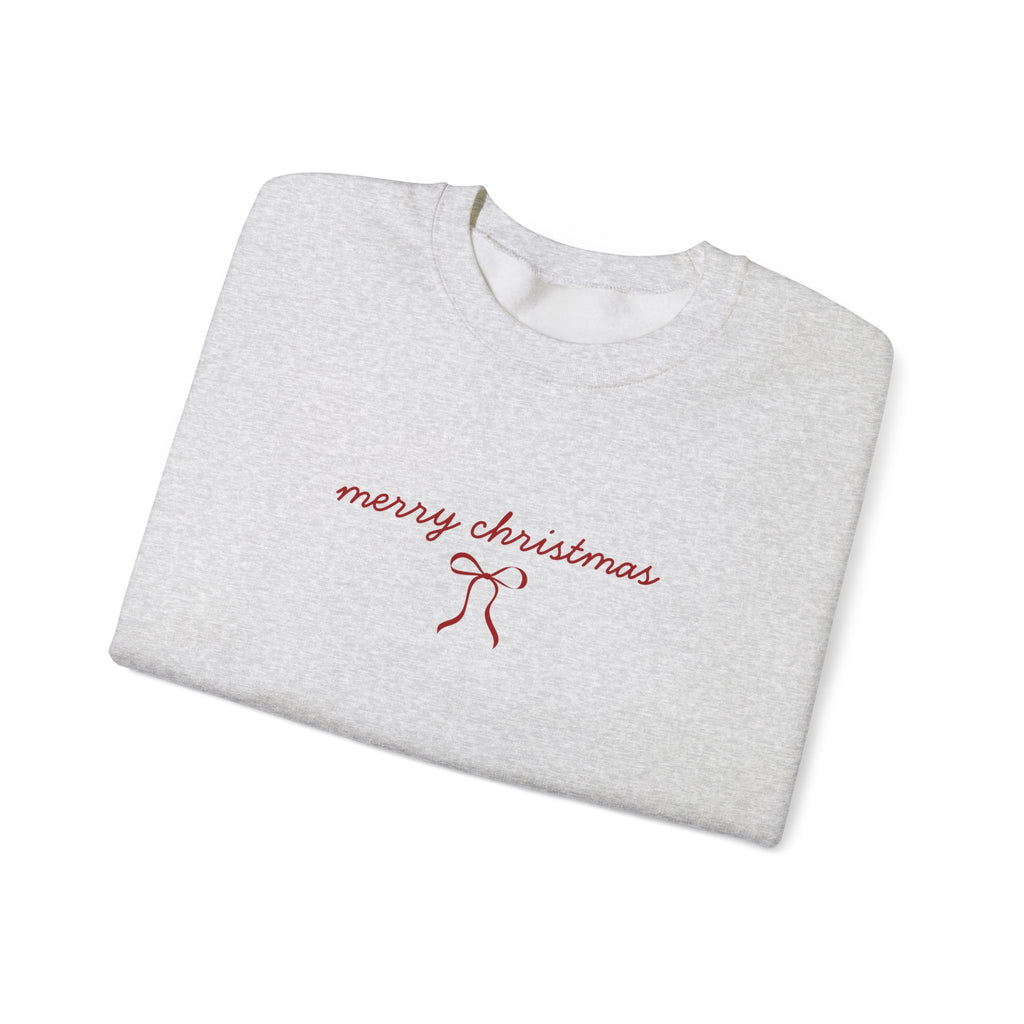 Crewneck Sweatshirt — "merry christmas" Minimal Ribbon Holiday Design