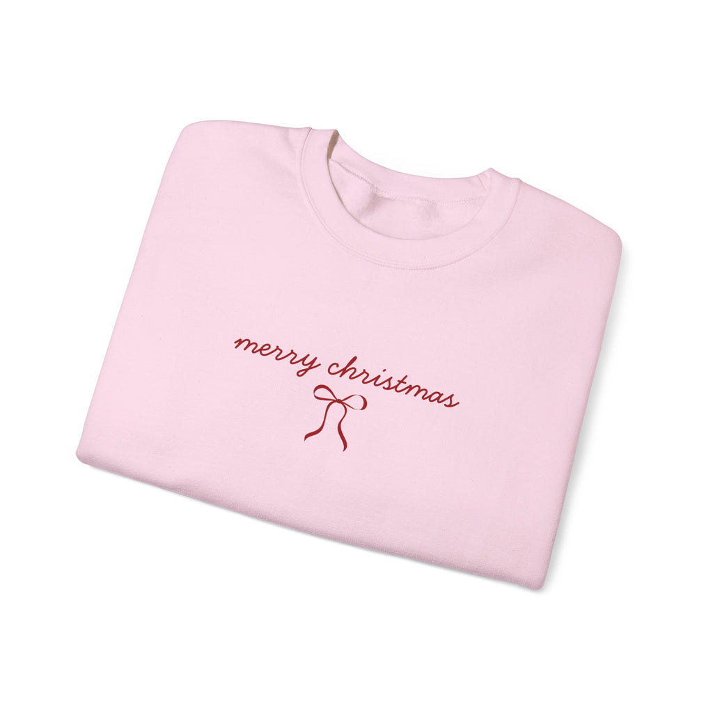 Crewneck Sweatshirt — "merry christmas" Minimal Ribbon Holiday Design
