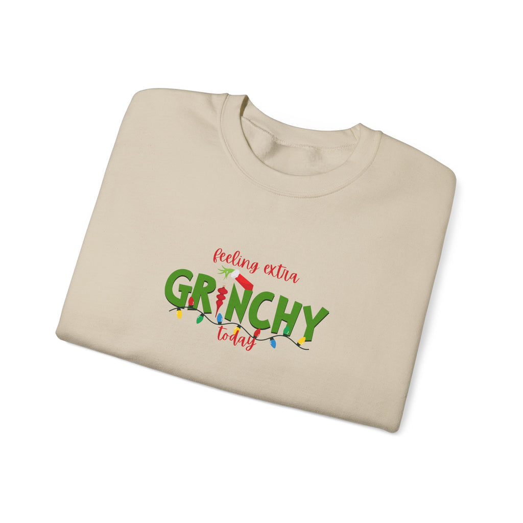 Grinchy Holiday Crewneck Sweatshirt — "Feeling Extra Grinchy Today" Christmas Pullover
