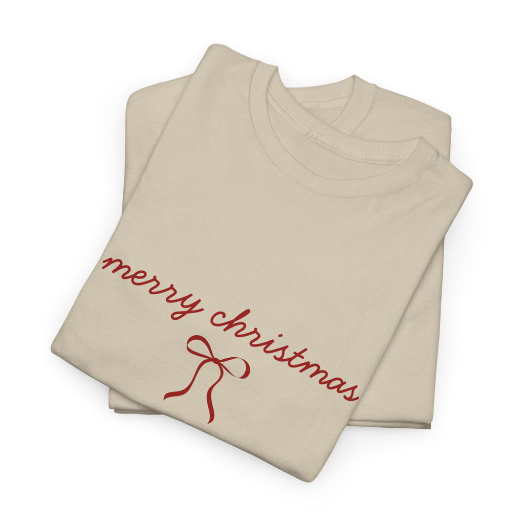 "merry christmas" Minimal Ribbon Holiday Design T-Shirt