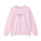 Crewneck Sweatshirt — "merry christmas" Minimal Ribbon Holiday Design