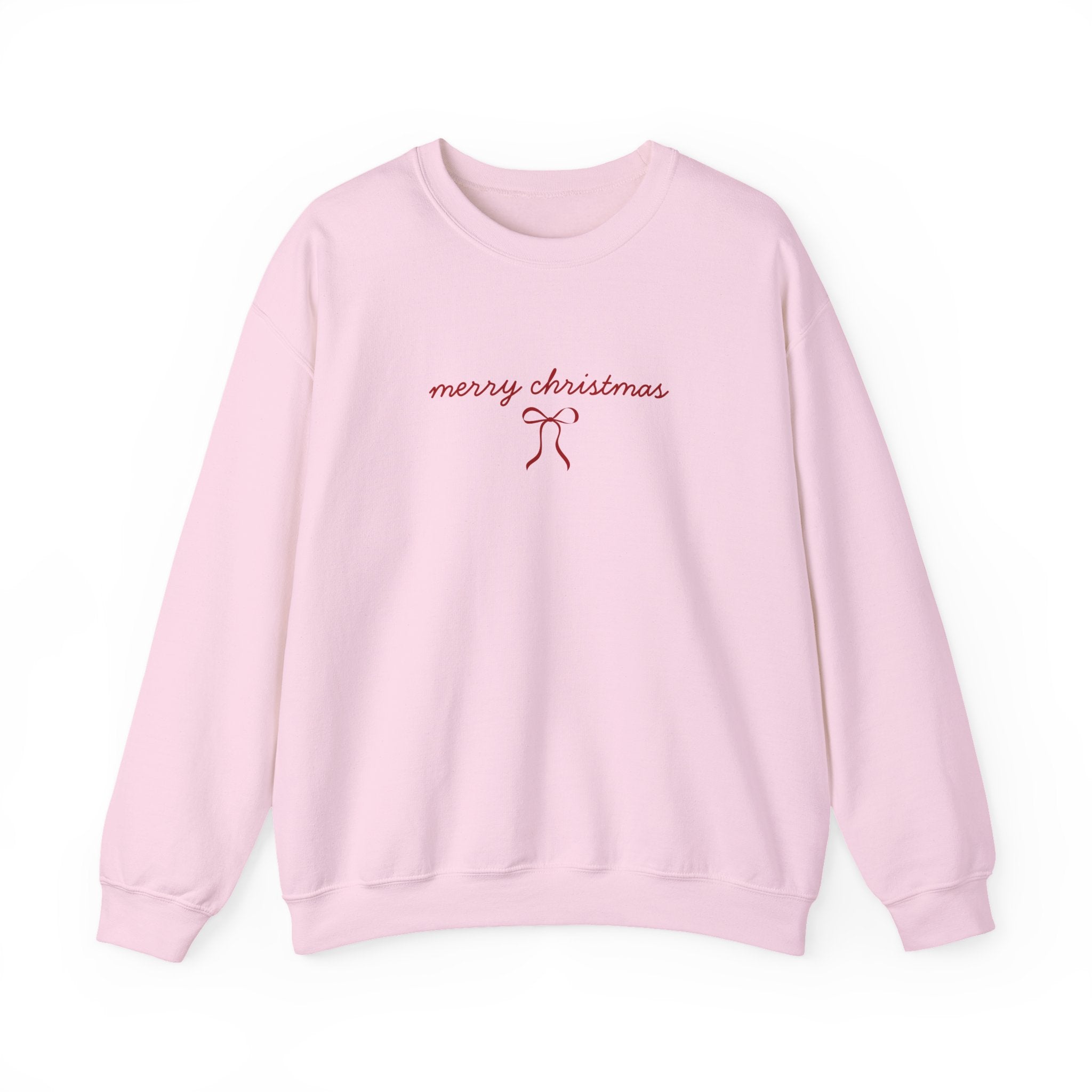Crewneck Sweatshirt — "merry christmas" Minimal Ribbon Holiday Design