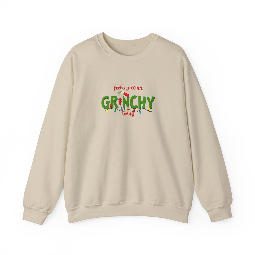Grinchy Holiday Crewneck Sweatshirt — "Feeling Extra Grinchy Today" Christmas Pullover