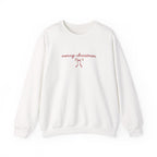 Crewneck Sweatshirt — "merry christmas" Minimal Ribbon Holiday Design