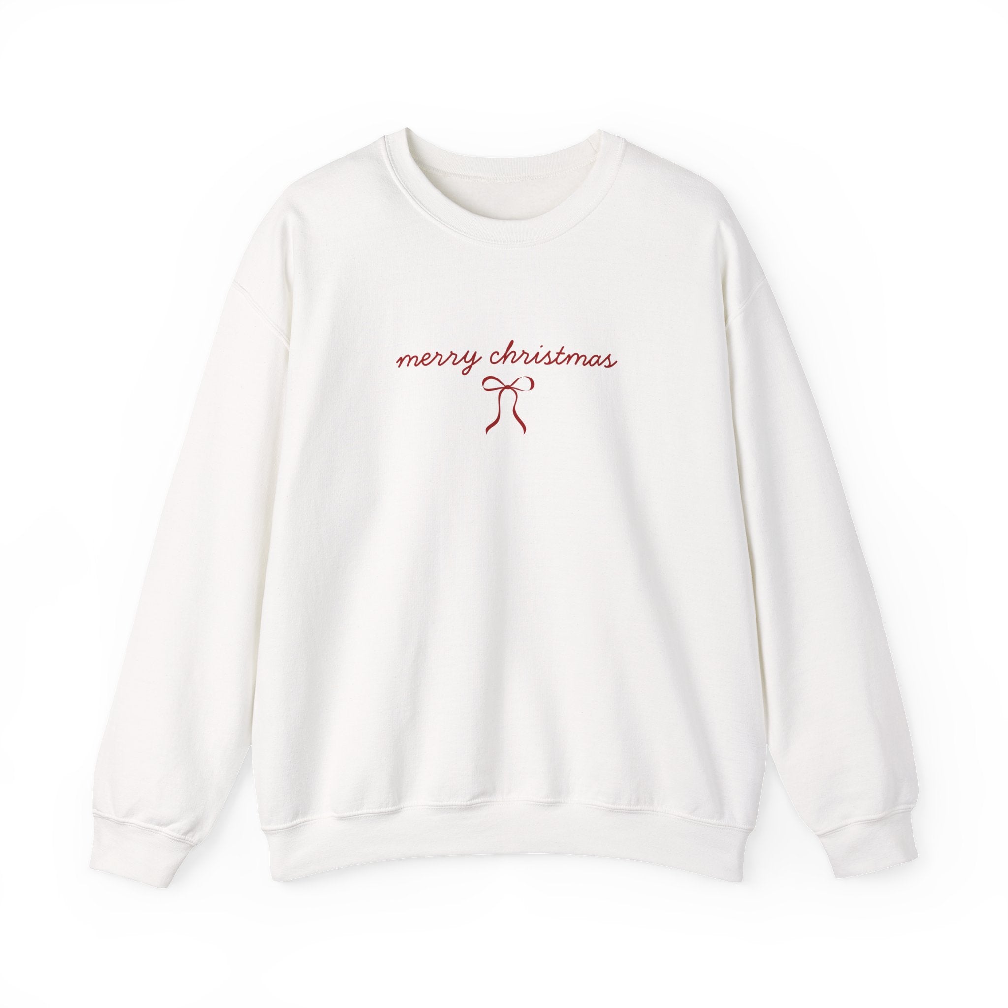 Crewneck Sweatshirt — "merry christmas" Minimal Ribbon Holiday Design