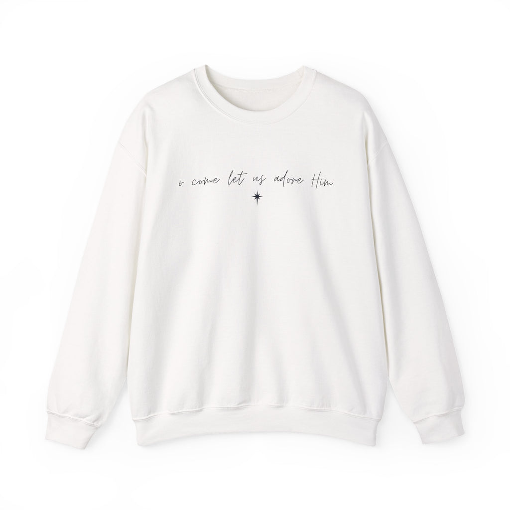 O Come Let Us Adore Him – Minimal Christmas Crewneck Sweatshirt