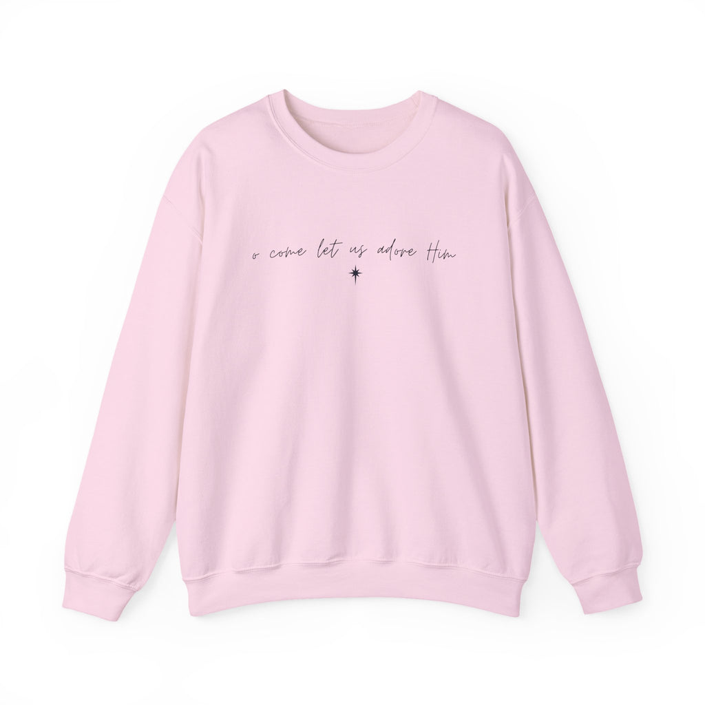 O Come Let Us Adore Him – Minimal Christmas Crewneck Sweatshirt