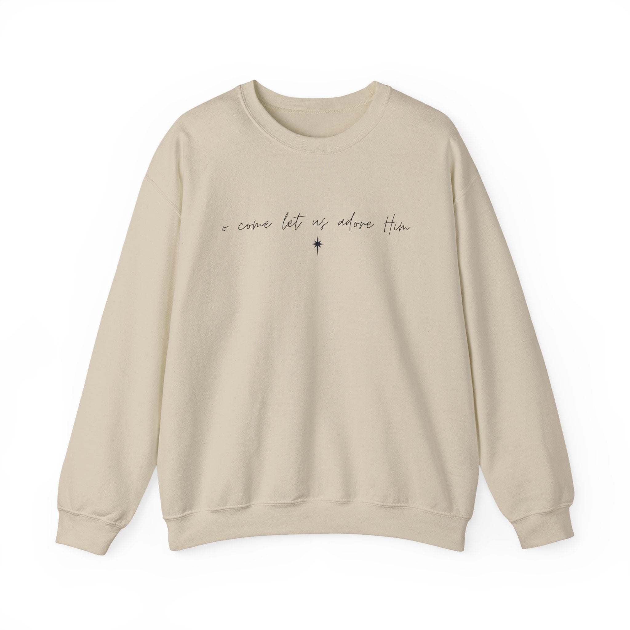 O Come Let Us Adore Him – Minimal Christmas Crewneck Sweatshirt